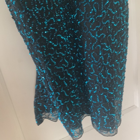 Adrianna Papell Evening ombré blue sequin gown sequin prom dress wedding guest - Picture 7 of 12